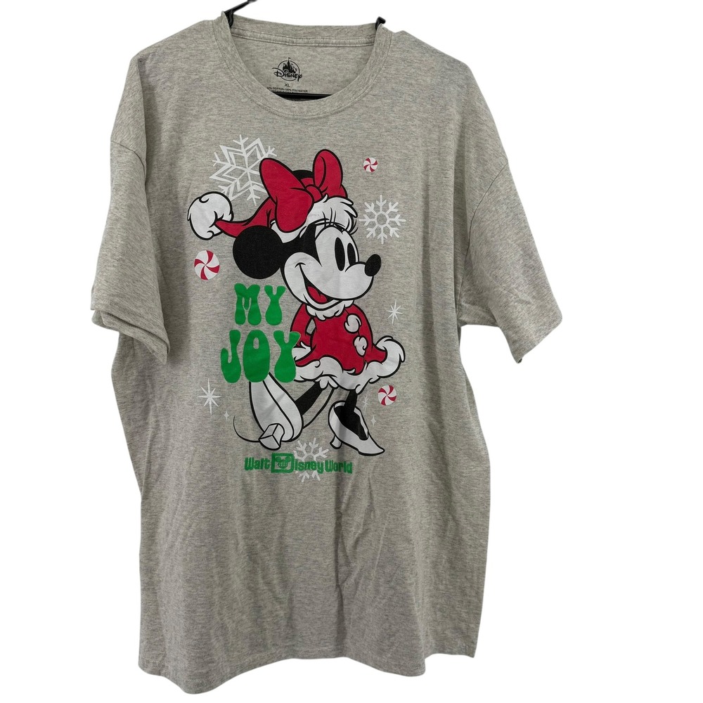 Disney Minnie Mouse My Joy Christmas T Shirt XL Gray Walt Disney World‎ Holiday
